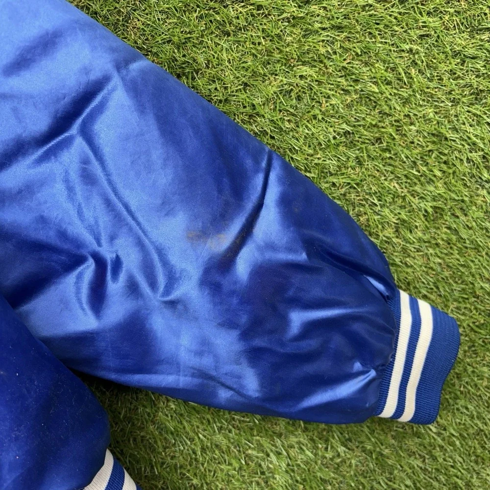 Vintage Indianapolis Colts Satin Jacket Mens XL Dazzle Snap Close 80s Swingster